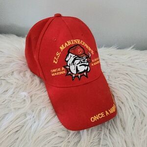 Marines ball cap one size fits most adjustable red once a marine always a marine